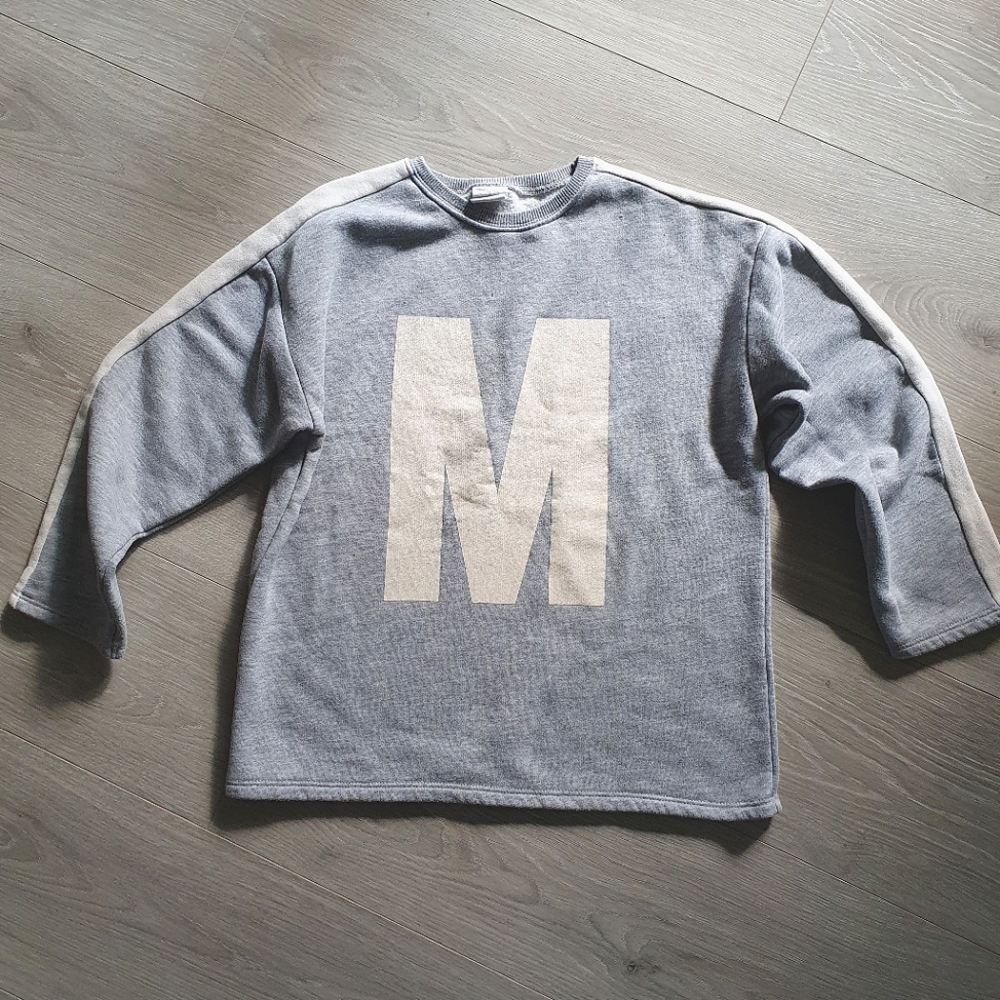 ZARA Girls Monogram Striped Sleeve Sweater